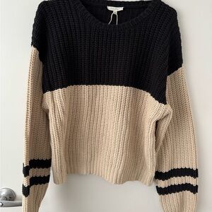 Z Supply Women's Black and Tan Sweater